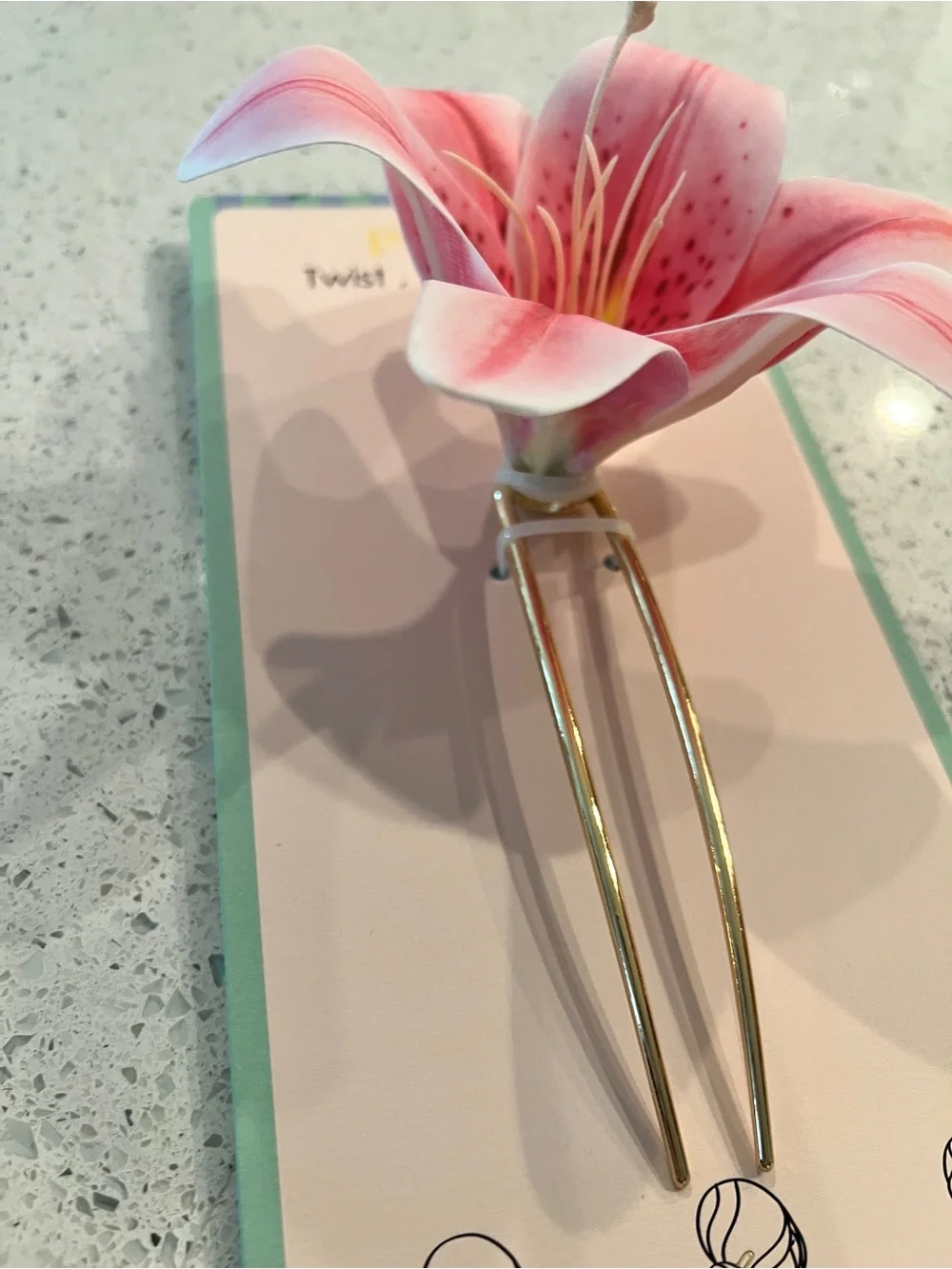 Piper Pink Lily Flower Hair Fork